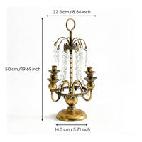 French Style Table Candelabra Wrought Metal Candelabra 4-Arm Crystal Candle Holder for Wedding, Living Room