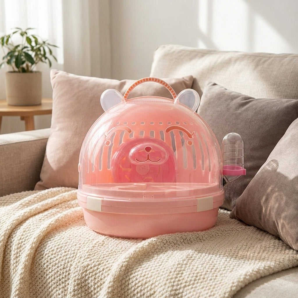 Portable Pet Carrier with Top Entry, Small Animal Travel Cage and Hamster Carrier with Handle, Outdoor Bird Carrier for Small Animal Travel