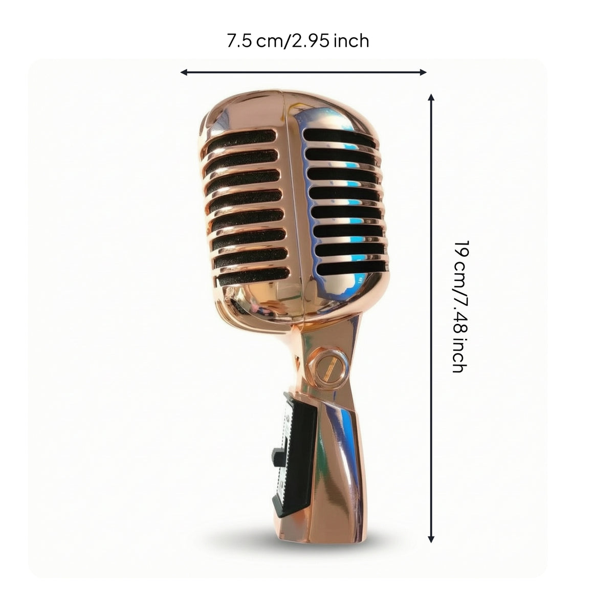 Chrome-Finish Vintage Mic with Stand Mount Compact Retro Mic Adjustable-Angle Mic Handheld for Performers