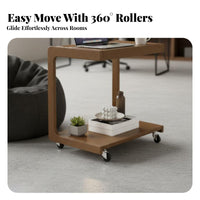C-Shaped Rolling Table Sturdy Frame Household Furniture Easy Assembly for Adults