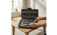 46 Pieces Easy to Carry Ratchet Socket Wrench Toolkit Versatile Socket Wrench Set with Case Complete Ratchet Set with Case Sturdy for Mechanics, Garage, Roadside Emergency