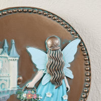 Fairy Castles Wall Plaque Decorative Artisanal Design Round Castles Hanging Decor 3D Relief Garden Fairy Wall Ornament for Living Room, Patio