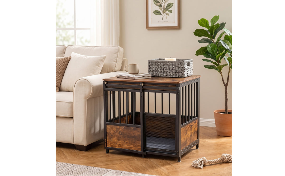 Decorative Dog Crate Furniture Vintage Dog Crate with Tabletop Heavy Duty Pet Kennel Credenza Gnaw-resistantResistant for Living Room, Bedroom