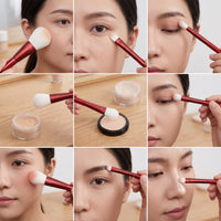 6-Piece Wine Red Handle Makeup Brush Set for Face and Eyes