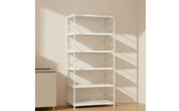 Rust-Resistant Six-Tier Storage Rack Easy-to-Clean Steel Shelving Unit Tall Bookcase with X-Brace Sturdy for Living Room, Kitchen, Balcony