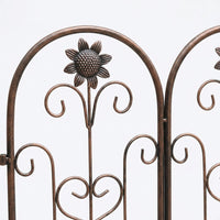Lawn Edging and Garden Trellis for Climbing Plants, Heavy Duty Iron Plant Support for Garden Border, Floral Ornate Rustproof Metal Fence Dog