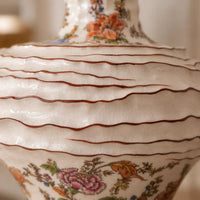 Hand-Painted Floral Vase Ice-Crack Finish Home Decor Wavy Ridges