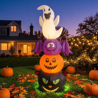 Illuminated Stacked Inflatable Character Lighted Inflatable with LED Lights Tall Decoration Outdoor for Yard, Lawn, Porch