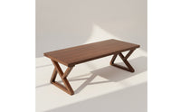 Walnut Finish Rubberwood Dining Table Thick Solid Wood Dining Table Heavy Duty Furniture Natural for Families