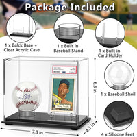 Acrylic Baseball and Card Display Case with Stand, Golf Ball Dustproof Showcase