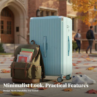 Ribbed Hard-Shell Suitcase Adjustable Handle Hardside Carry-on for Women