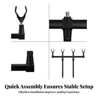 Fishing Rod Support Crossbar Black Four-Head Rod Holder Straight Horizontal