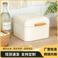 跨境厨房面包箱铁皮翻盖储物收纳盒防潮密封烘焙喷粉糕点整理盒