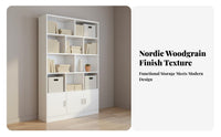 Solid Wood Floor Standing Bookshelf Sturdy Construction Bookshelf with Cabinets Compartmentalized Design Multi-Layer Storage Cabinet Easy Assembly for Students, Book Lovers, Homeowners, Living Room, Study, Bedroom