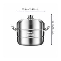 Induction Compatible 304 Stainless Steel Steamer Pot Glass Lid Steaming Basket Thickened Kitchenware for Gas Cooktop