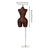 Female Torso Mannequin Contoured Mannequin with Metal Stand Floor-Standing Dress Form with Stand for Sewing Rooms