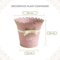 Plant Pots and Flower Vase Set for Garden Decor, Pack of 2 Metal Bucket Flower Pots with Holes, Lace Edge and Bow Wedding Decor, Outdoor Decor