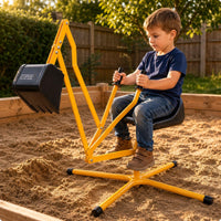 Sit-in Digger Toy Yellow Metal Frame Manual Digger Toy Hand Grip Controls for Children