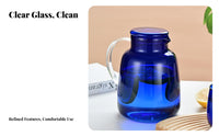 Easy to Clean Blue Glass Pitcher with Lid Long-Lasting Glass Pitcher Leak-Proof-Leak-Proof-Resistant Spout for Families, Homeowners, Office