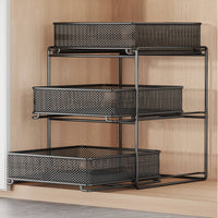 Multi Layer Pull out Organizer Shelf Space Saving Pull out Drawer Organizer Sturdy Metal Sliding Storage Drawer Stable for Kitchen Cabinet, Pantry