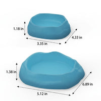 Tortoise Water Bowl and Naturalistic Reptile Dish, 2 Piece Shallow Reptile Bowl Set Accessories for Leopard Geckos, Frogs and Hermit Crabs