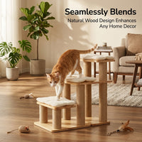 Dog Steps for Bed and Sofa with Scratching Post for Small Wooden Pet Stairs for Living Room and Home Furniture