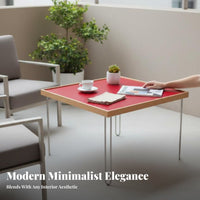 Wood and Metal Table Bauhaus Inspired Square Tea Table with Hairpin Legs