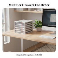 Multi-Layer A4 Paper Cabinet Label Slots Multi-Drawer Storage Unit Non-Slip Base