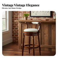 Rotate Stool with Backrest Traditional Design Counter Chair Vintage Design Padded Seat for Homeowners, Kitchen Island