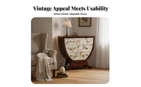 Carved 3-Drawer Nightstand Traditional Country Aesthetic 3-Drawer Carved Cabinet Multi-Functional Freestanding for Homeowners