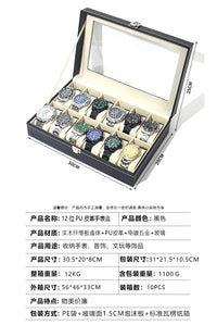 Leather-Style Watch Storage Box with Lock PU Watch Display Case for Men's Watches Gift Packaging