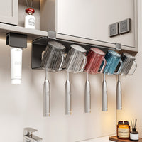 Wooden Toothbrush Holder and Cup Rack for Bathroom Mirror Cabinet - No Drilling