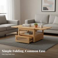 elevateTop Expandable Coffee Table Movable with Casters Multi-Use Surface Adjustable Height Hidden Storage Compartment