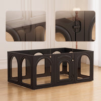 10 Pieces Interlocking Modular Pet Fence Stable Dog Playpen with Door Secure Pet Playpen with Door Portable for Small Dogs, Young Dogs, Rabbits, Living Room, Apartments