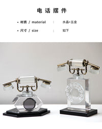 现代简约极简创意复古水晶电话摆件样板房售楼部客厅桌面软装饰品