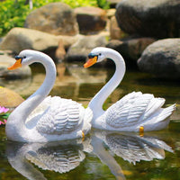 园林花园庭院池塘流水喷泉景观动物黑白浮水天鹅摆件庭院装饰盆景
