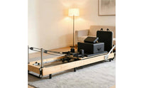 Professional Folding Core Training Bed Commercial Grade Foldable Pilates Reformer Space Saving Oak Pilates Reformer Full Body Workout for Women, Stretching Studio, Gym