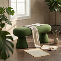 Soft Texture Boucle Textile Footrest Multi-Functional Capsule-Shaped Bench Versatile Long Ottoman Modern Design for Business Owners, Interior Decorators, Entryway, Clothing Boutique, Bedroom, Living Room