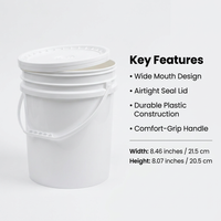 White Bucket Lid for Paint Storage, Wide Mouth Bucket Lid for DIY Projects, Food Grade Paint Pail wi - 5L