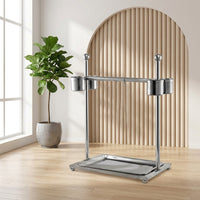 Parrot Training Stand with Wheels, Stainless Steel Large Bird Stand Floor Stand, Interactive Bird Play Area and Cockatiel Stand for Avian Training