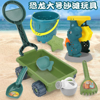 儿童大号卡通恐龙沙滩玩具推车海边玩沙戏水沙铲沙漏工具