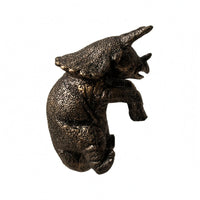 Bronze Resin Dinosaur Figurine Weathered Metal Look Triceratops Planter Hugger