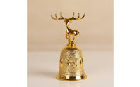 Ornate Deer-Shaped Hand Bell Decorative Bell with Deer Topper Portable Sturdy for Reception Desk, Dining Table, Restaurant