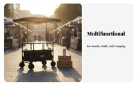 Foldable Utility Cart with Table Sets Up in Seconds Street Vending Cart Market Stall Trolley Multi-Terrain Wheels for Camping