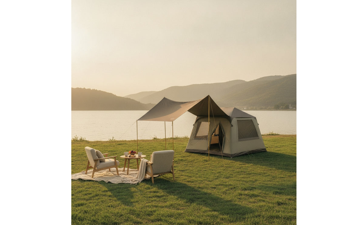 Automatic Inflation Inflatable Tent with Tarp Easy to Set up Tarp Tent Spacious Shelter Tear Resistant for Overnight Stays
