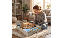Easy to Clean Cat Bed with Cushion Washable Cat Bed with Wooden Base Water-Resistant Furniture Cozy for Cats