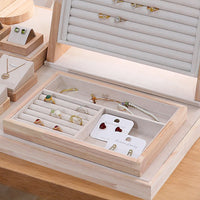 Jewelry Store Display Rack Set with Necklace, Earring, Ring, and Bracelet Holders, Beige