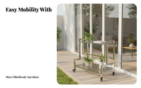 Multi-Tier Flower Trolley Easy Assembly Tiered Planter Trolley Slatted Shelves