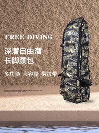Portable Freediving Long Fins Gear Bag, Backpack for Diving, Spearfishing, Nylon, Black, Large