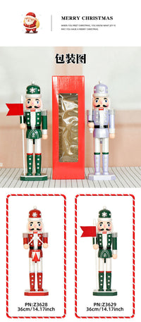 36cm Pearl Nutcracker Flag Bearer Drum Soldier Wooden Christmas Ornament